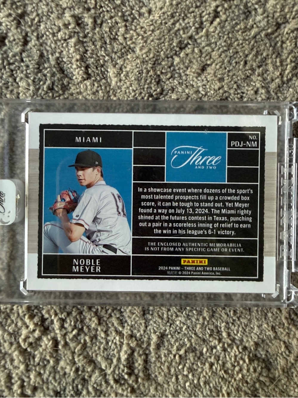 Panini Multi-Color Noble Meyer Baseball Patch Display Card 23/25 - Picture 2 of 2